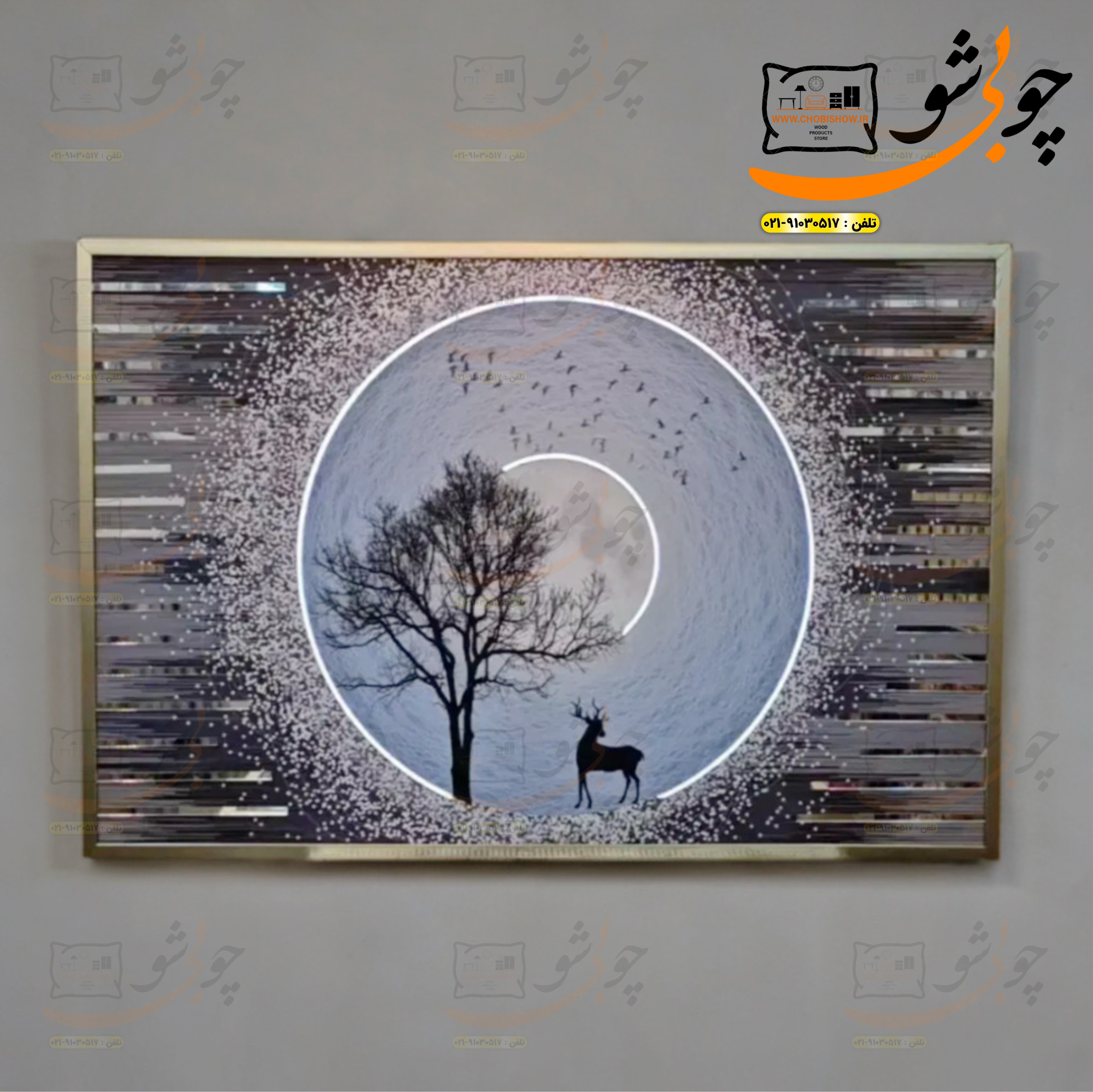تابلو آینه ای نقاشی شاین نئون دار 01
